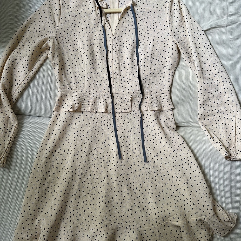 Elegant Cream Polka Dot Dress